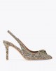 Kurt Geiger Belgravia High Sling Crystal Heels Beige Γόβες