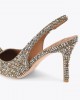Kurt Geiger Belgravia High Sling Crystal Heels Beige Γόβες
