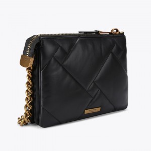 Kurt Geiger Kensington Puff 3 Pouch Black Leather Τσάντα