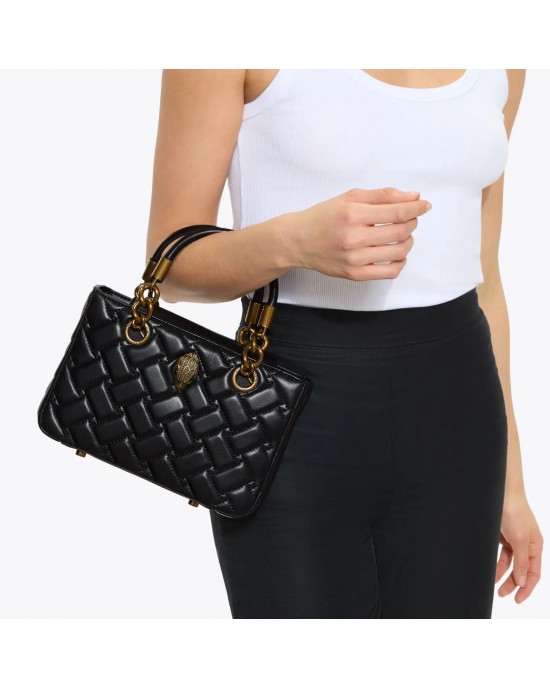 Kurt Geiger Square Kensington Black Leather Τσάντα