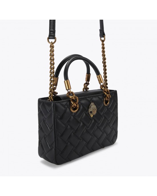 Kurt Geiger Square Kensington Black Leather Τσάντα