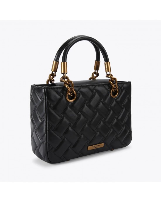 Kurt Geiger Square Kensington Black Leather Τσάντα