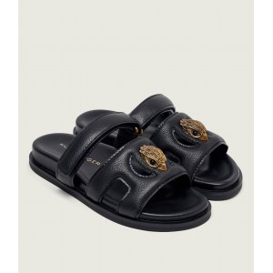Kurt Geiger Eagle Cut Out Flat Black Σανδάλια