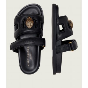Kurt Geiger Eagle Cut Out Flat Black Σανδάλια