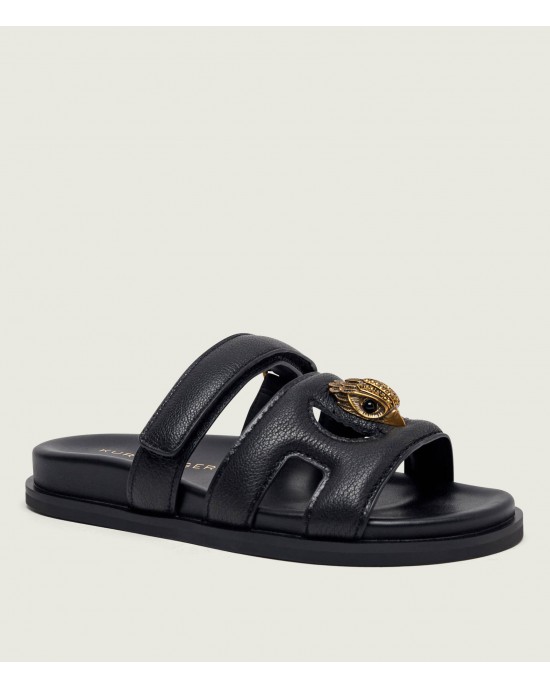 Kurt Geiger Eagle Cut Out Flat Black Σανδάλια
