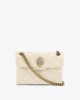 Kurt Geiger Leather Mini Kensington Patent Cream Τσάντα Ώμου