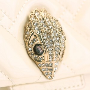 Kurt Geiger Leather Mini Kensington Patent Cream Τσάντα Ώμου