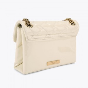 Kurt Geiger Leather Mini Kensington Patent Cream Τσάντα Ώμου