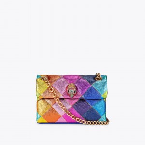 Kurt Geiger Mini Kensington Diamond Grained Cross Multicolor Leather Τσάντα