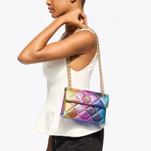Kurt Geiger Mini Kensington Diamond Grained Cross Multicolor Leather Τσάντα