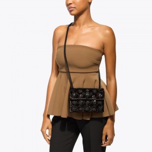 Kurt Geiger Velvet Mini Kensington Deep Brown Crystal Τσάντα Kurt Geiger Velvet Mini Kensington Deep Brown Crystal Τσάντα