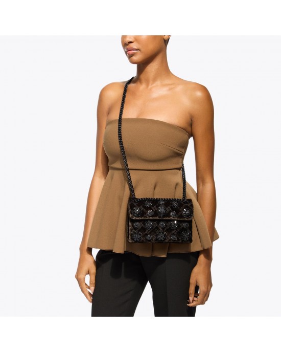 Kurt Geiger Velvet Mini Kensington Deep Brown Crystal Τσάντα Kurt Geiger Velvet Mini Kensington Deep Brown Crystal Τσάντα