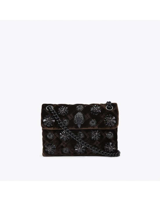 Kurt Geiger Velvet Mini Kensington Deep Brown Crystal Τσάντα Kurt Geiger Velvet Mini Kensington Deep Brown Crystal Τσάντα