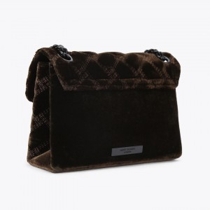 Kurt Geiger Velvet Mini Kensington Deep Brown Crystal Τσάντα