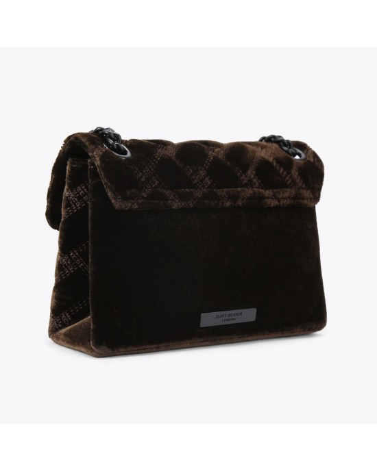 Kurt Geiger Velvet Mini Kensington Deep Brown Crystal Τσάντα Kurt Geiger Velvet Mini Kensington Deep Brown Crystal Τσάντα
