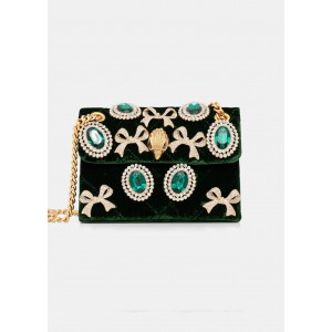 Kurt Geiger Velvet Mini Kensington Dark Green Τσάντα Kurt Geiger Velvet Mini Kensington Dark Green Τσάντα