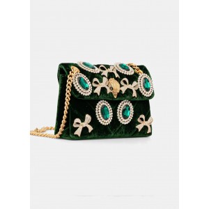 Kurt Geiger Velvet Mini Kensington Dark Green Τσάντα Kurt Geiger Velvet Mini Kensington Dark Green Τσάντα