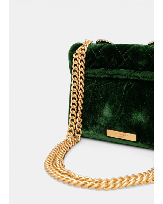 Kurt Geiger Velvet Mini Kensington Dark Green Τσάντα Kurt Geiger Velvet Mini Kensington Dark Green Τσάντα