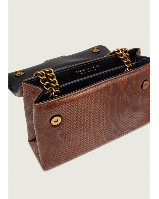 Kurt Geiger Kensington Brown Leather Τσάντα Ώμου