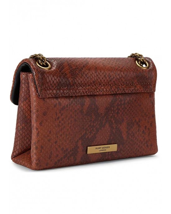 Kurt Geiger Kensington Brown Leather Τσάντα Ώμου