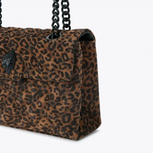 Kurt Geiger Leather Kensington Leopard Suede Τσάντα