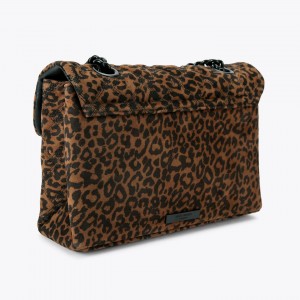Kurt Geiger Leather Kensington Leopard Suede Τσάντα
