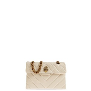 Kurt Geiger Leather Kensington Patent Cream Τσάντα Ώμου