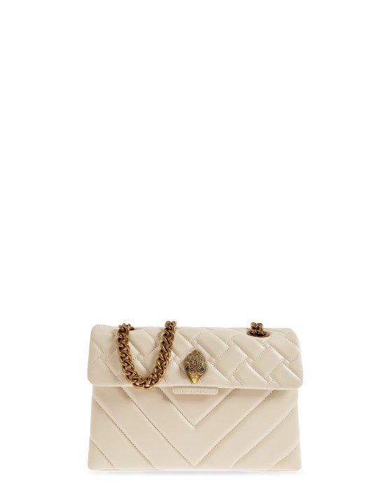 Kurt Geiger Leather Kensington Patent Cream Τσάντα Ώμου