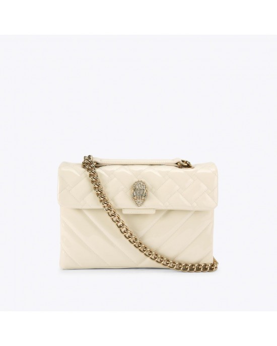 Kurt Geiger Leather Kensington Cream Leather Τσάντα Ώμου