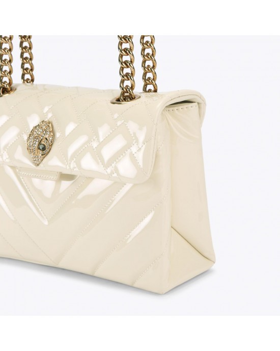 Kurt Geiger Leather Kensington Cream Leather Τσάντα Ώμου