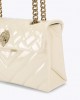 Kurt Geiger Leather Kensington Cream Leather Τσάντα Ώμου