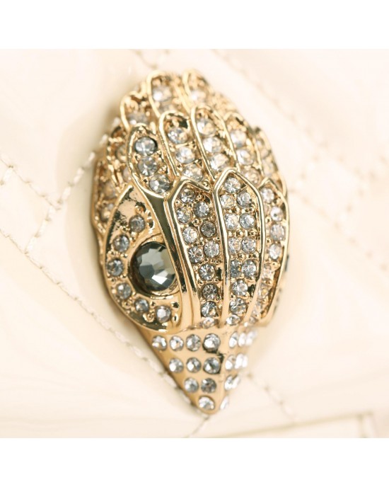 Kurt Geiger Leather Kensington Cream Leather Τσάντα Ώμου