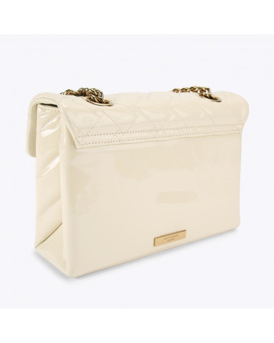 Kurt Geiger Leather Kensington Cream Leather Τσάντα Ώμου