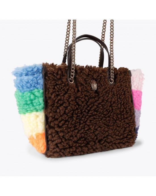 Kurt Geiger Hoxton Brown Faux Fur Τσάντα Χειρός