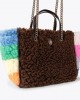 Kurt Geiger Hoxton Brown Faux Fur Τσάντα Χειρός