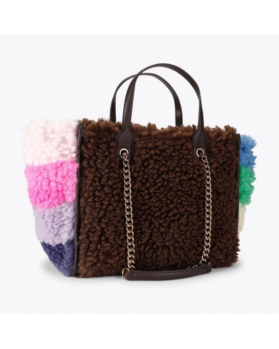 Kurt Geiger Hoxton Brown Faux Fur Τσάντα Χειρός