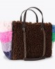 Kurt Geiger Hoxton Brown Faux Fur Τσάντα Χειρός