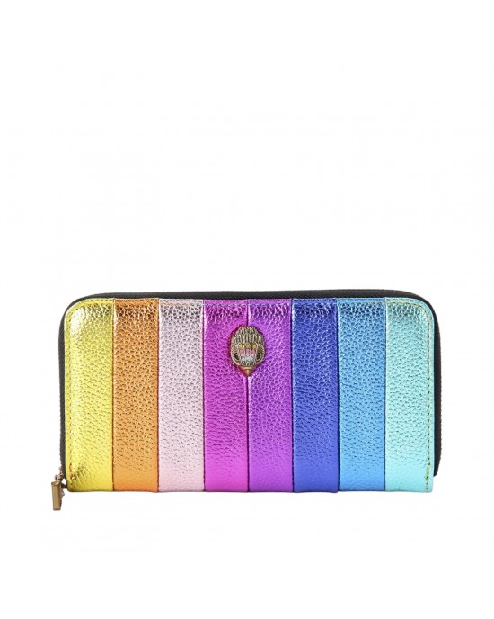 Kurt Geiger Kensington Zip-Around Rainbow Stripe Leather Πορτοφόλι