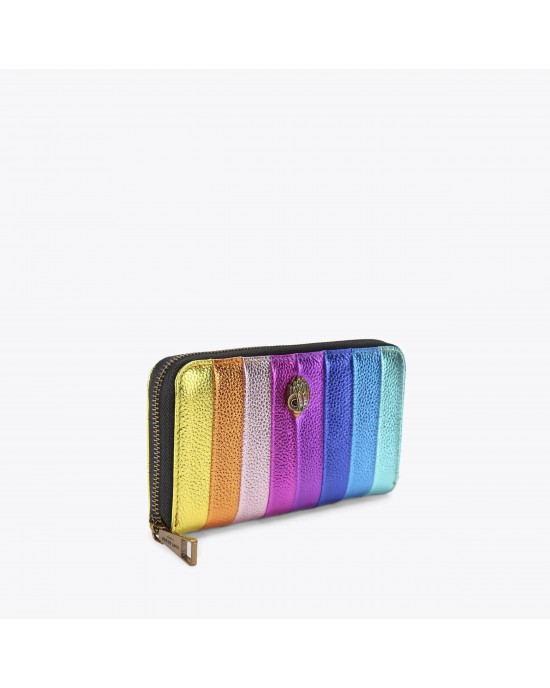 Kurt Geiger Kensington Zip-Around Rainbow Stripe Leather Πορτοφόλι