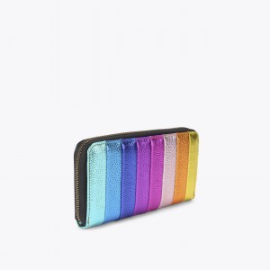 Kurt Geiger Kensington Zip-Around Rainbow Stripe Leather Πορτοφόλι Kurt Geiger Kensington Zip-Around Rainbow Stripe Leather Πορτοφόλι