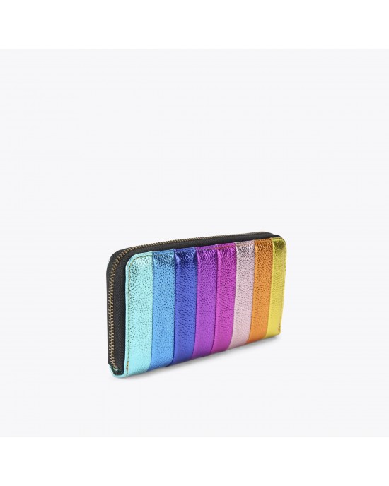 Kurt Geiger Kensington Zip-Around Rainbow Stripe Leather Πορτοφόλι