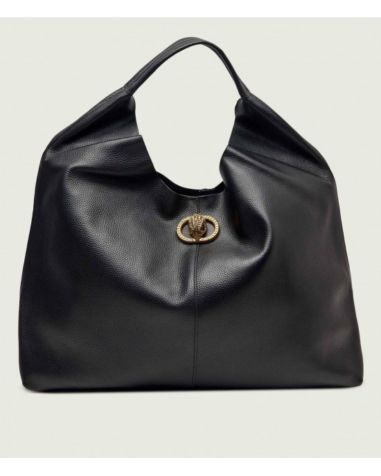 Kurt Geiger Chelsea Large Slouch Hobo Black Leather Τσάντα Ώμου