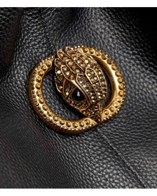 Kurt Geiger Chelsea Large Slouch Hobo Black Leather Τσάντα Ώμου