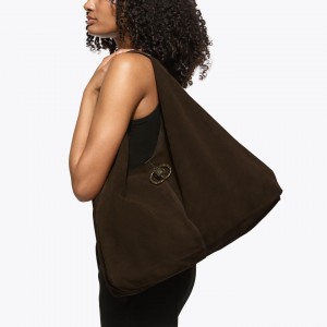 Kurt Geiger Chelsea Large Slouch Hobo Dark Brown Τσάντα Ώμου