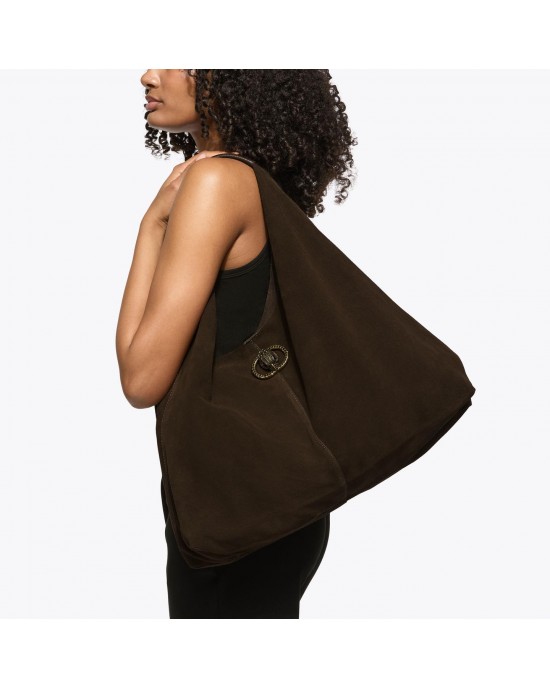 Kurt Geiger Chelsea Large Slouch Hobo Dark Brown Τσάντα Ώμου