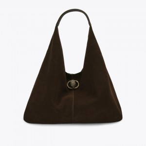 Kurt Geiger Chelsea Large Slouch Hobo Dark Brown Τσάντα Ώμου