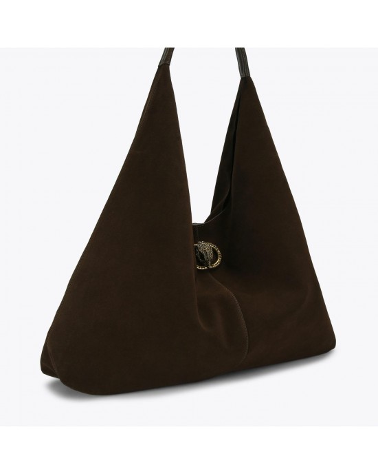 Kurt Geiger Chelsea Large Slouch Hobo Dark Brown Τσάντα Ώμου