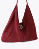 Kurt Geiger Chelsea Large Slouch Hobo Wine Suede Τσάντα Ώμου
