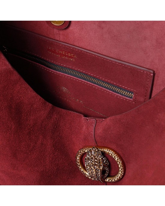 Kurt Geiger Chelsea Large Slouch Hobo Wine Suede Τσάντα Ώμου