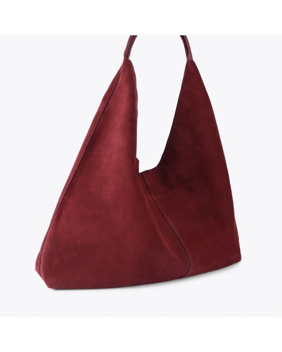 Kurt Geiger Chelsea Large Slouch Hobo Wine Suede Τσάντα Ώμου